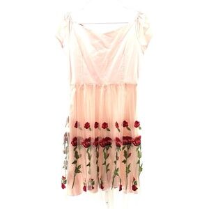 Roiiiii Women’s M Medium Floral Dress Embroidered Feminine Party Cottagecore